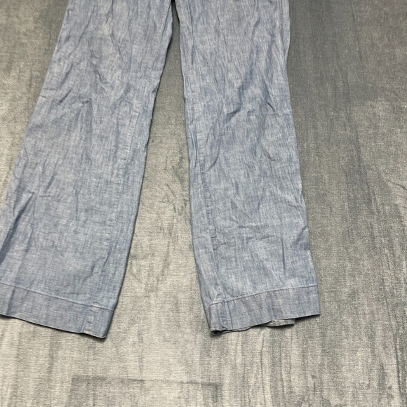 Gap Wide Leg Pants Women 4 Blue Cotton Chambray Mid Rise Relaxed Fit Resort Wear - Picture 2 of 16